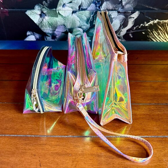 NEW 3-Pc Iridescent, Holographic, Versatile, Makeup, Cosmetic Bags - Picture 6 of 6
